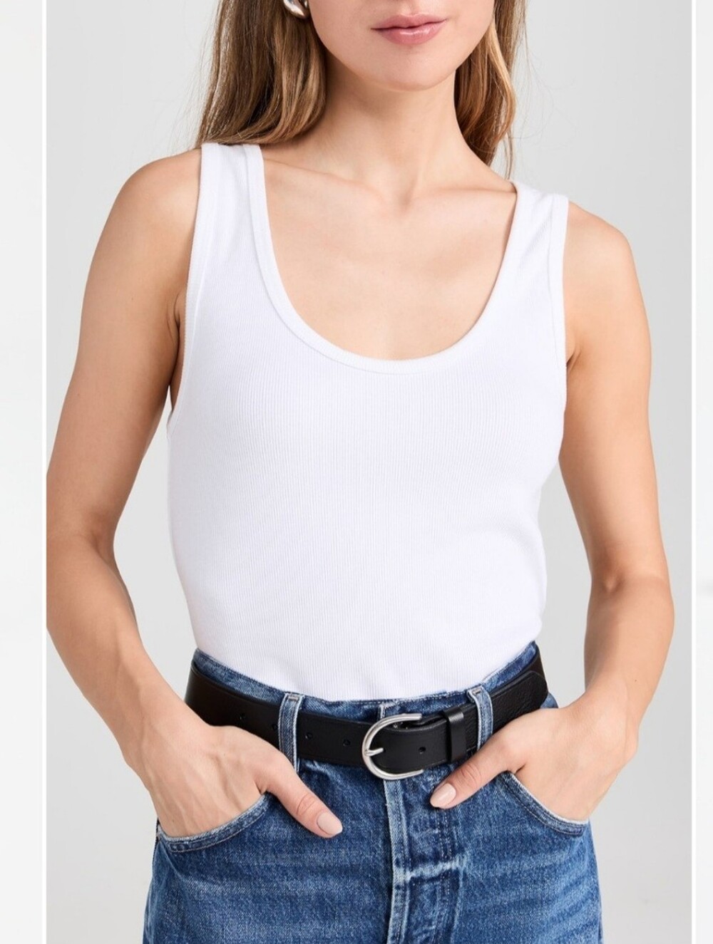 Madewell Black Leather Belt with Silver Buckle